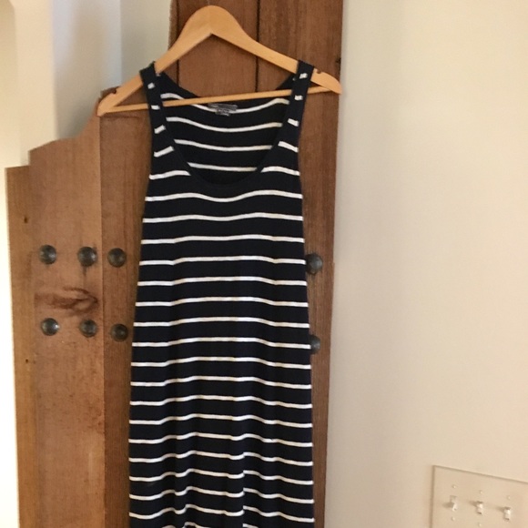 Vince Navy Blue and White Striped Knit Maxi Dress - Picture 2 of 4